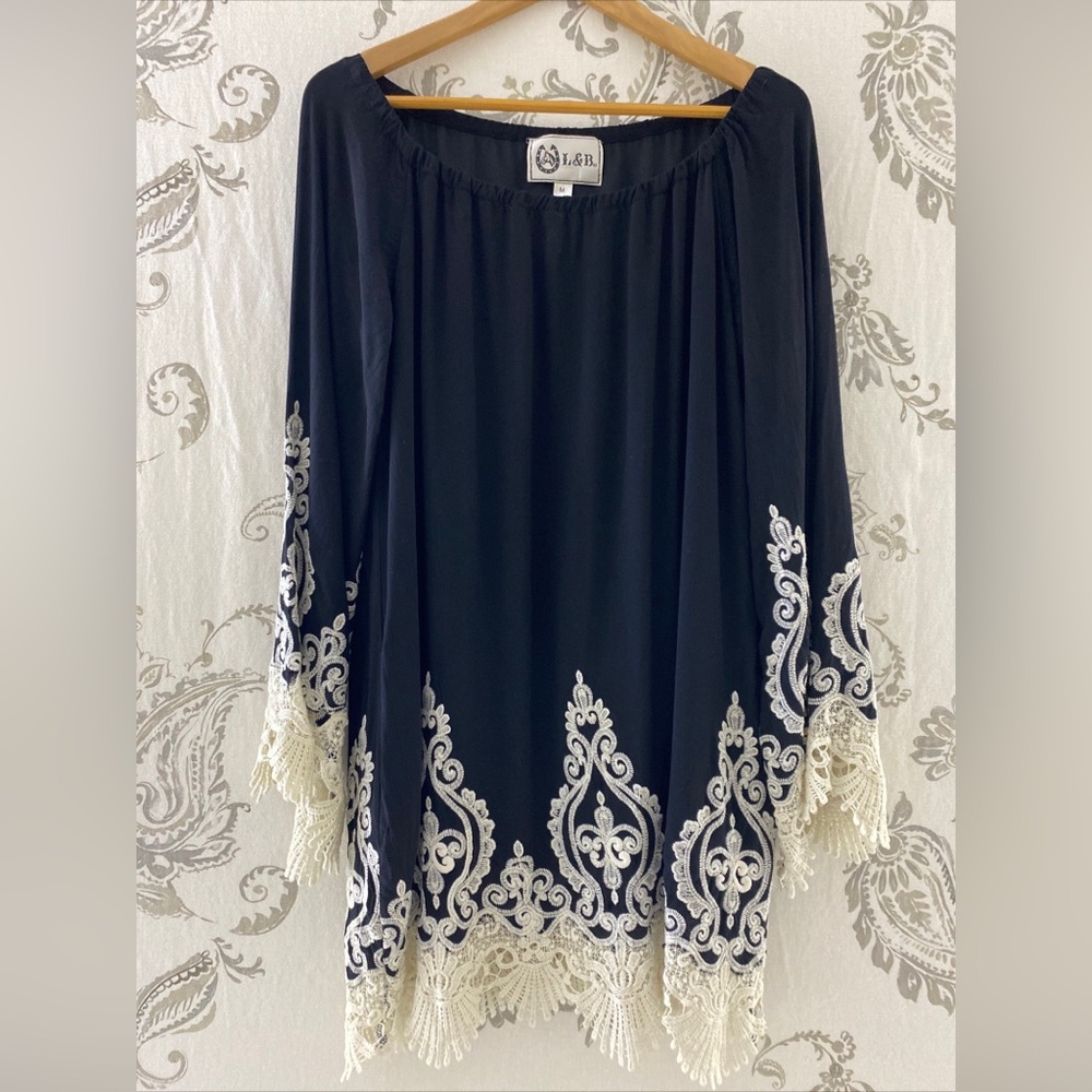 L&B Boho Bohemian Western Tunic
Dress Black Med